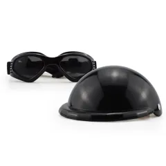 PET Helmet Helmet Dogs And Cats Headwear - M Suit Helmet Glasses Black - View 1