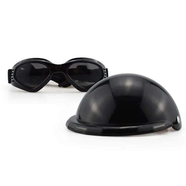 PET Helmet Helmet Dogs And Cats Headwear M Suit Helmet Glasses Black - Shop at LoveMi