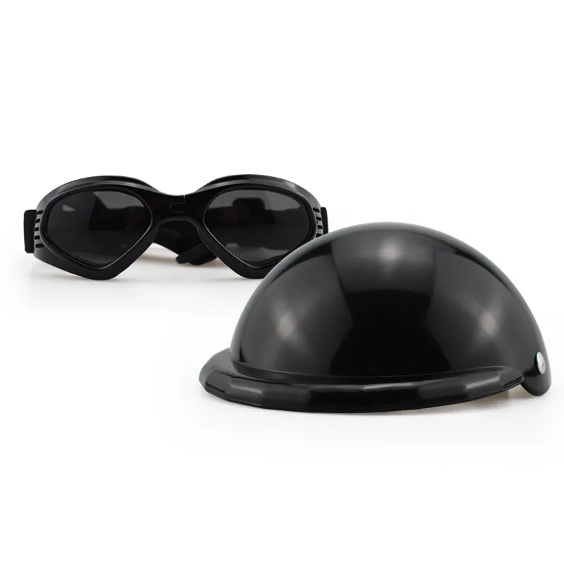 PET Helmet Helmet Dogs And Cats Headwear - M Suit Helmet Glasses Black