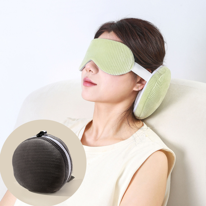 U-shaped Pillow And Blackout Sleep Mask, 2-in-1 Pillow For Airplane Travel