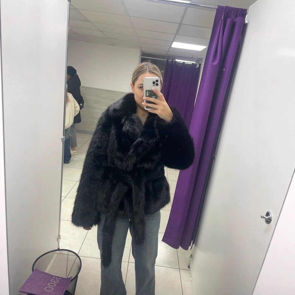 Polo Collar Plush Loose Environmental Protection Coat