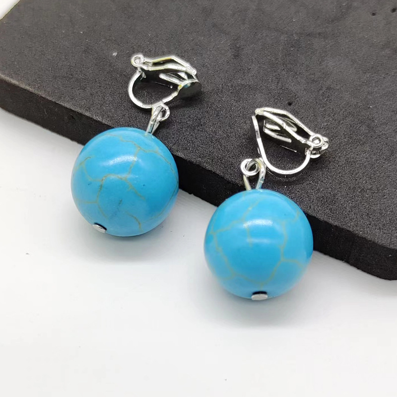 Round Beads-shaped Ear Clip Eardrops Retro Ethnic Style