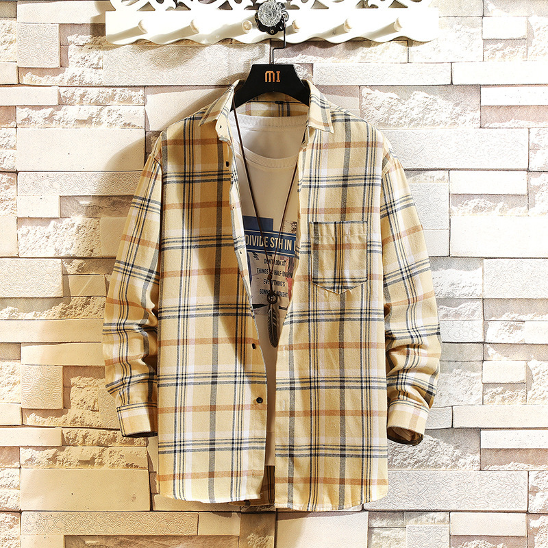 Spring New Fashion Casual Men's Business Long-sleeved Shirt Men's Plaid Large Size Fashion Men's Shirt