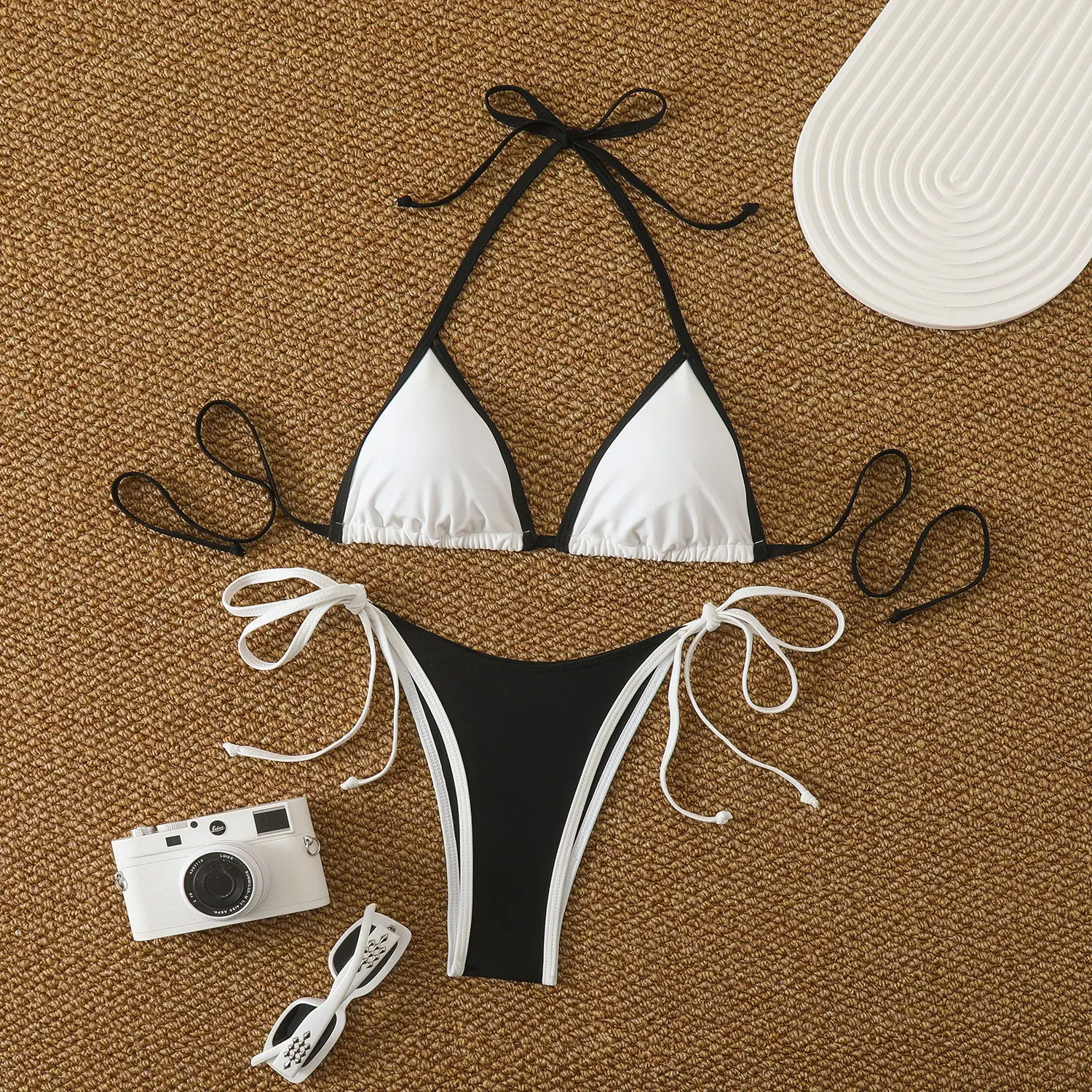 Sexy Solid-Color Lace-up Sassy Bikini