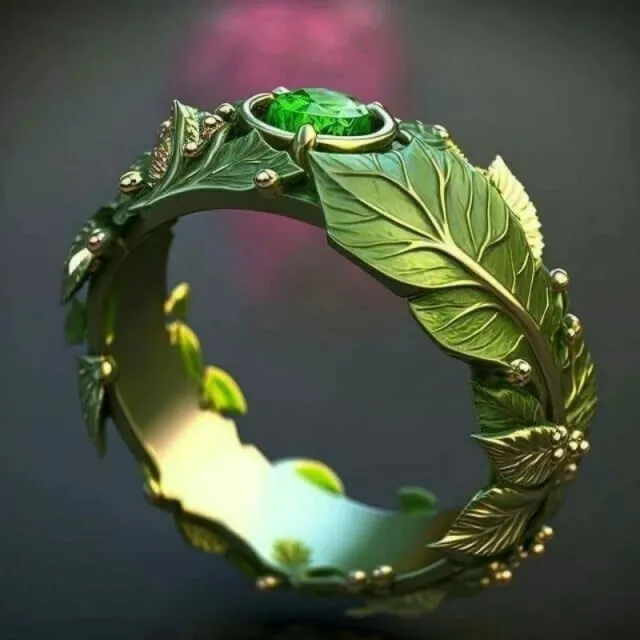 Personality Antique Style Inlaid Zircon Dripping Enamel Glaze Leaf Ring Gold - Shop at LoveMi