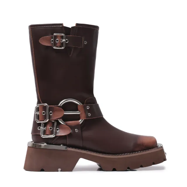 All match Height Increasing, Brown Sleeve Western Denim Ankle Boots Brown - Shop at LoveMi
