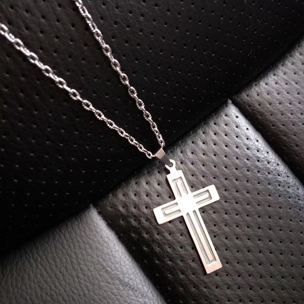 Men's Simple Luminous Cross Titanium Steel Necklace