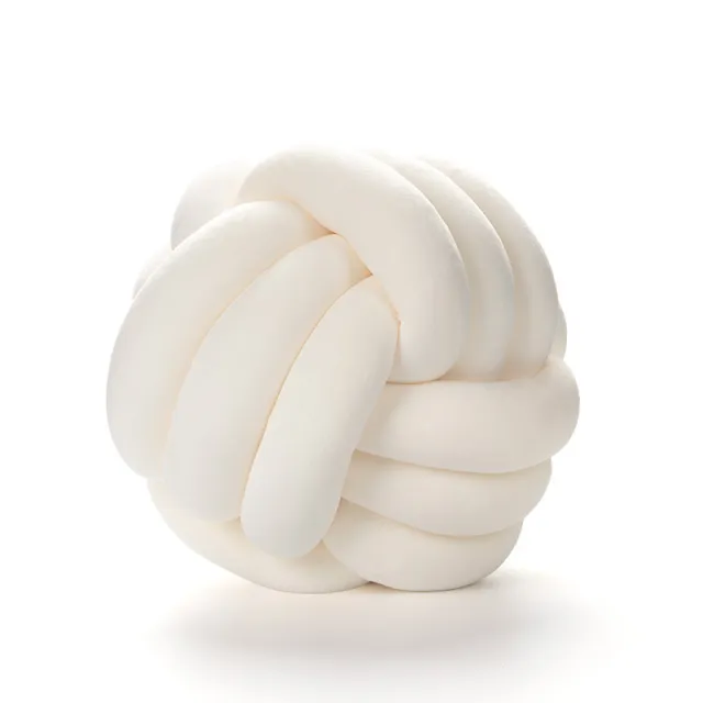 Pure Cotton Cream Style Sofa Pillow Cases Nordic Modern Minimalist Living Room Pillows Knotted Ball Milky White - Shop at LoveMi