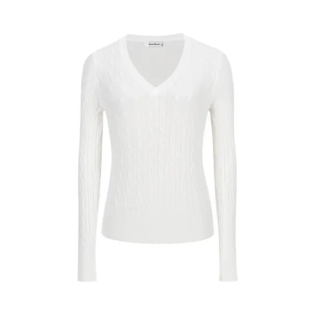 Women's Clothing Is Super Stylish With A High end Simple And Versatile Cable knit V neck Sweater Beige - Shop at LoveMi