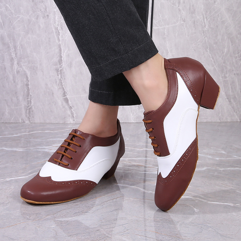 Leather Ballroom For Square Dancing And Latin Dancingsoft-soled Dance Shoes For Adults