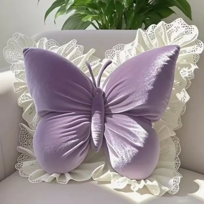 Lace Butterfly Plush Pillow Waist Support Good-looking Women's Home
