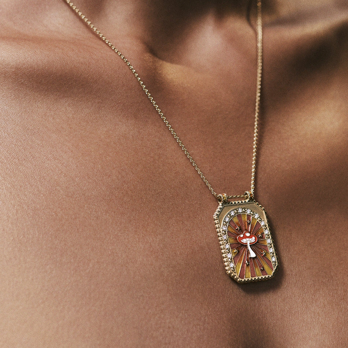 Tarot Sunshine Mushroom Necklace Vintage Inlaid Zircon