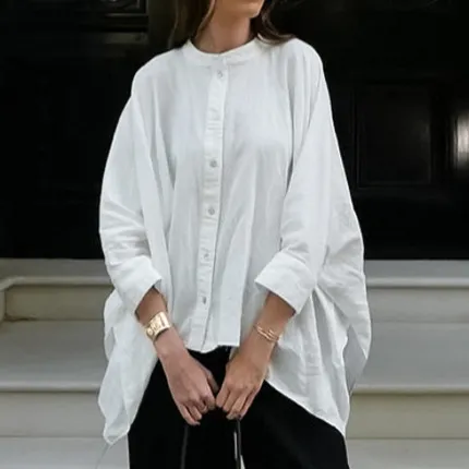 Cloak style Fashionable Casual White Shirt White - Shop at LoveMi