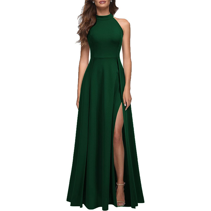Women's Halter Evening Dress Summer Fashion Dark Green - Shop at LoveMi