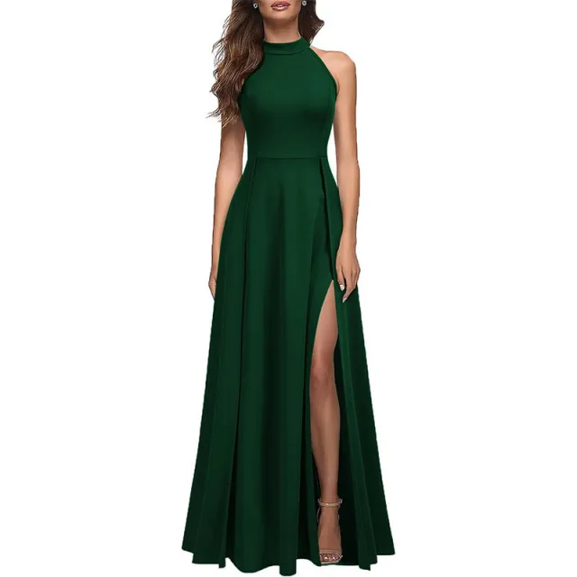 Women's Halter Evening Dress Summer Fashion Dark Green - Shop at LoveMi