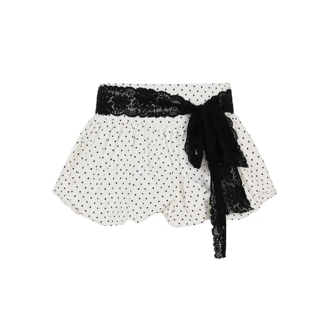 Women's Clothing Polka Dot Lace Series Hot Girls All match A Line Skirt White - Shop at LoveMi