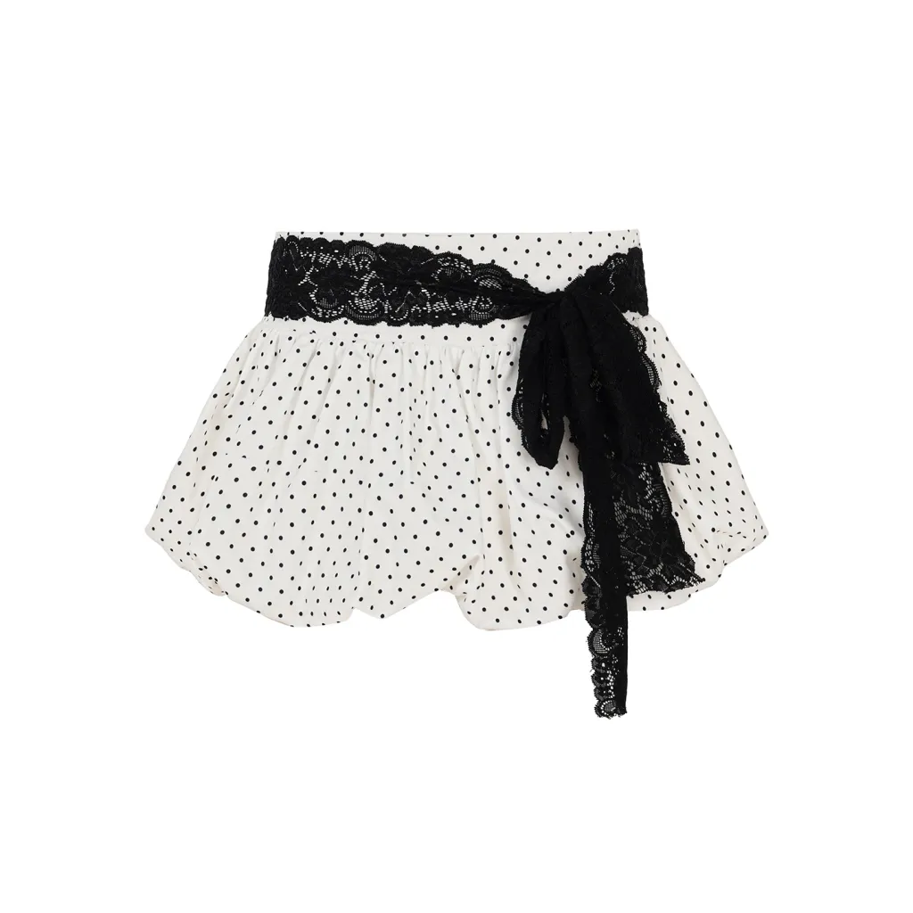 Women's Clothing Polka Dot Lace Series Hot Girls All-match A- Line Skirt - White