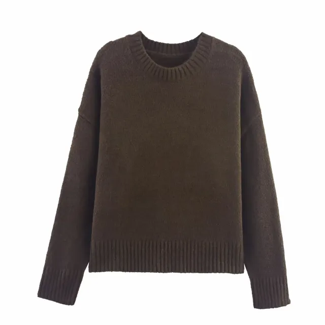 Women's Vintage Silhouette Comfortable Knitwear Brown - Shop at LoveMi