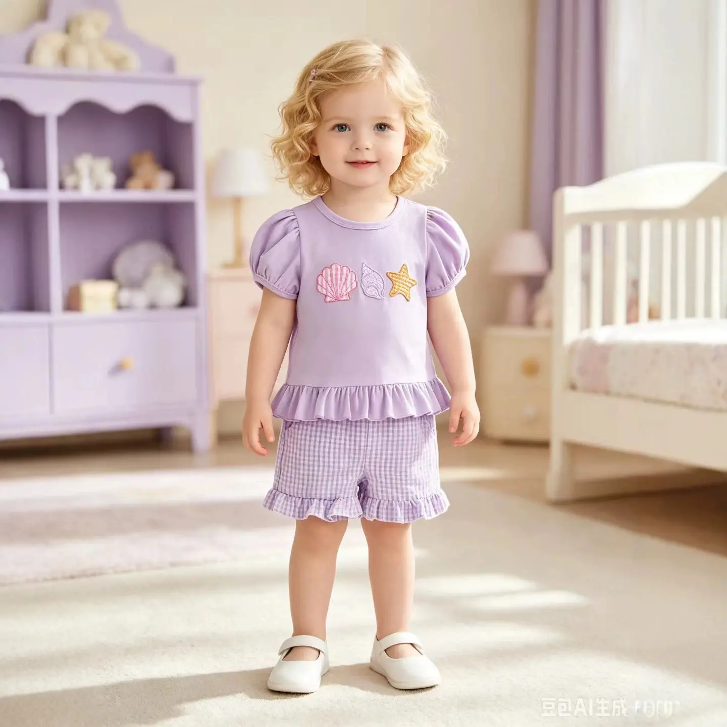 Plaid Fleece-Trimmed Elastic-Waist Shorts Two-Piece Set