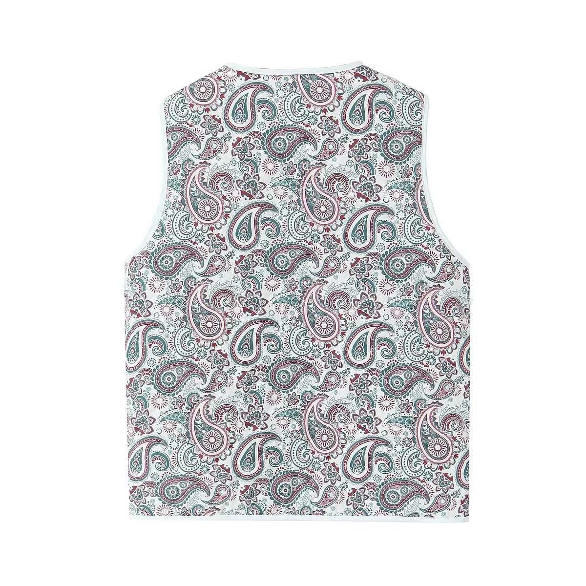 European And American Style Fashionable All-match Printed Route Quilted Cotton Ladies' Vest
