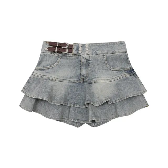 American Retro Girly Simplicity Denim Skirt Blue - Shop at LoveMi