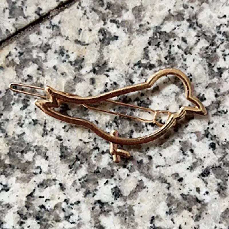 Cupid Heart-shaped Five-pointed Alloy Hair Accessories - Golden Bird Shape