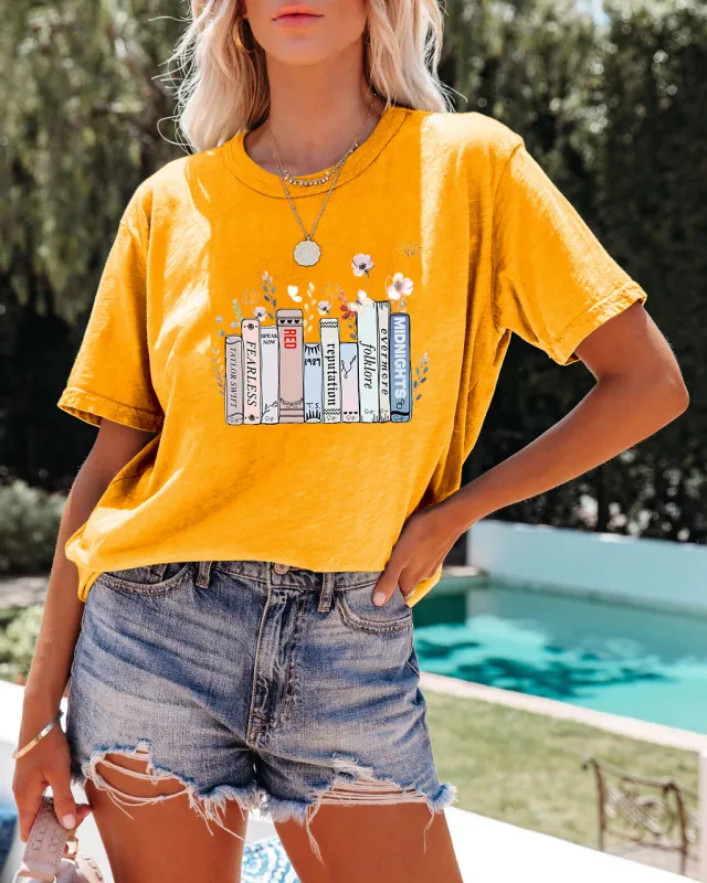 Summer New Book Flower T shirt Cute Fashion Round Neck Pullover Ginger Xl - Shop at LoveMi