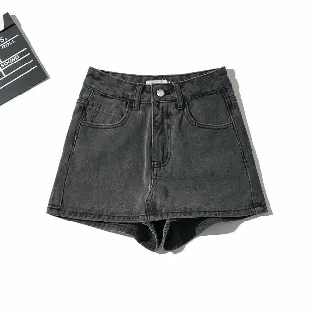 Sheath Ultra Short Denim Skirted Leggings Anti exposure Underpants Denim European And American Dark Gray - Shop at LoveMi