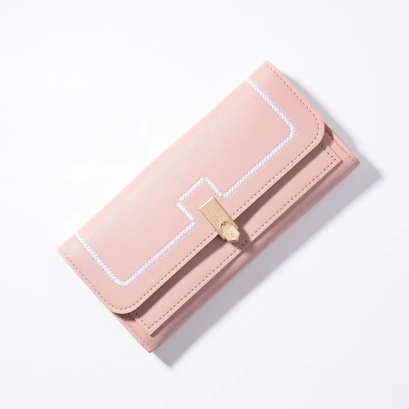 Women's Long And Simple Student Large Capacity Multi-card-slot Clutch - Pink