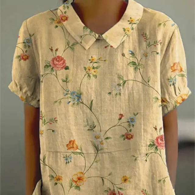 Ladies New Lapel Loose Casual Short sleeved Top Figure 2 - Shop at LoveMi