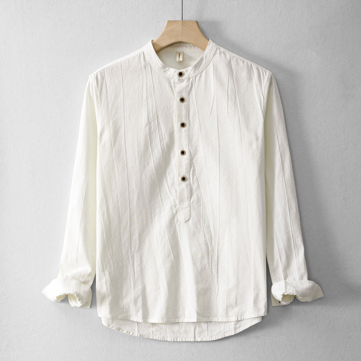 New Mens Ramie Minimalist Casual Shirt