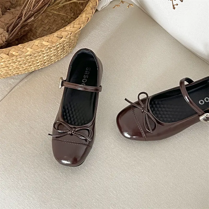 French-style Round-toe Bow Flat Shoes