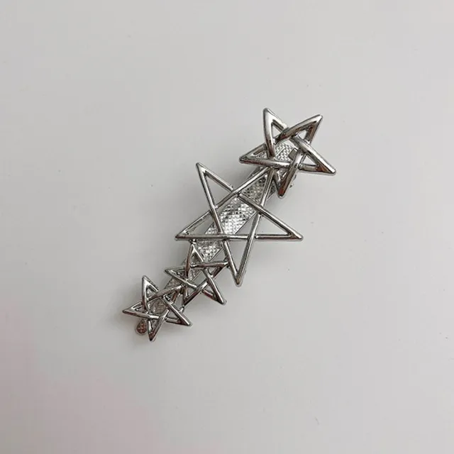 Metal Cold Barrettes Korean Style Piggy Side Clip Alloy Five pointed Star Pentagram Hairpin Silver - Shop at LoveMi
