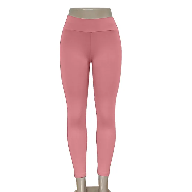 Women's Fashion Casual Pure Color Seamless High Waist Hip Lift Fitness Pants Pink - Shop at LoveMi