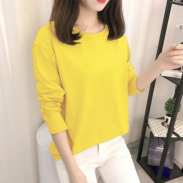 Spring And Autumn New T shirt Versatile Bottoming Shirt Slim Fit Slimming Yellow - Shop at LoveMi