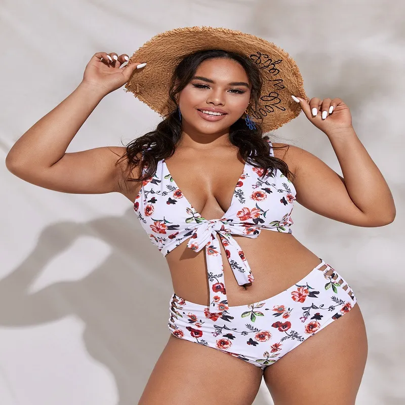 Plus-sized Plus Size Split Swimsuit European And American Printed Color Printed - Picture Color-4Xl