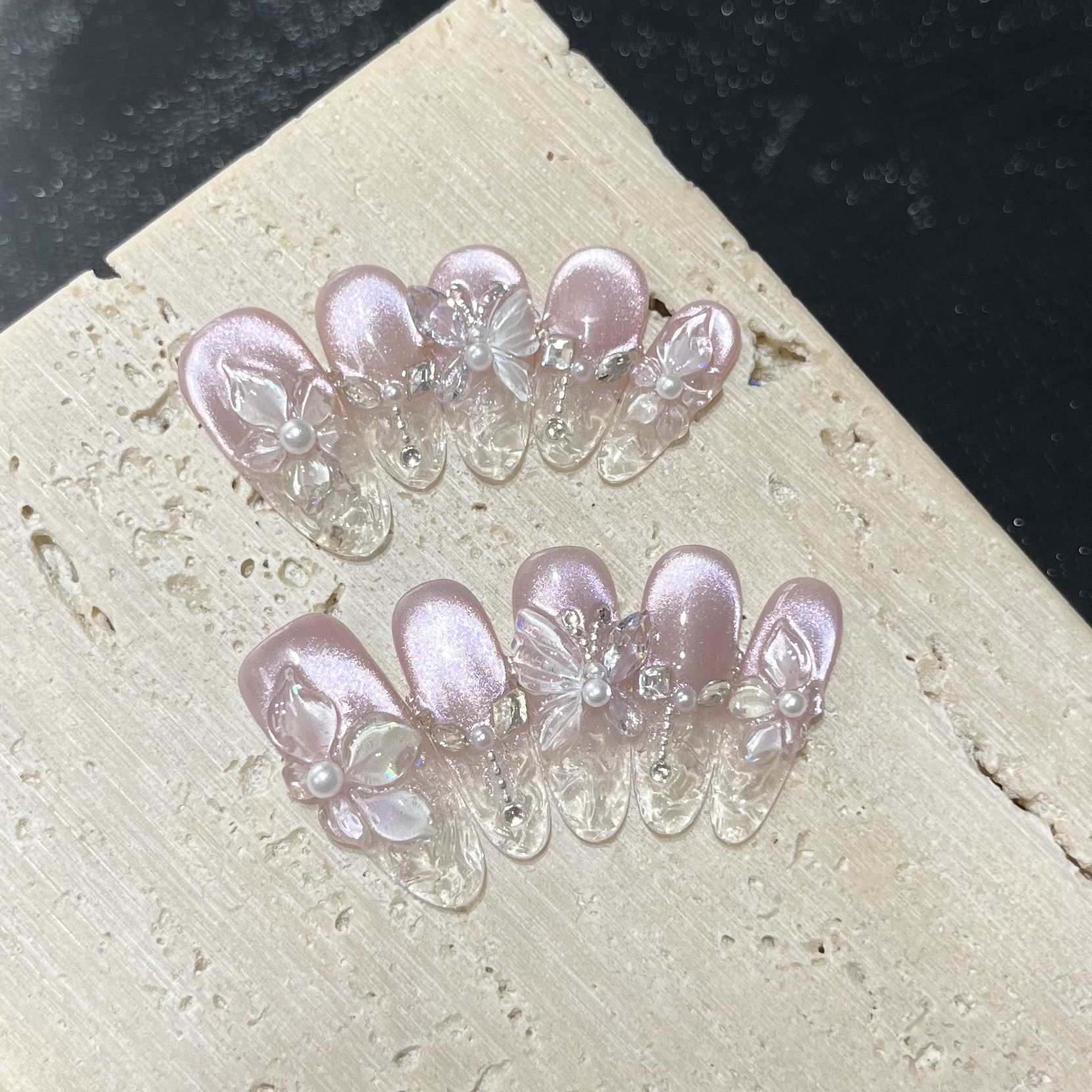 Hand-carved Three-dimensional Flower Petalspurely Handmade Wearable Nails