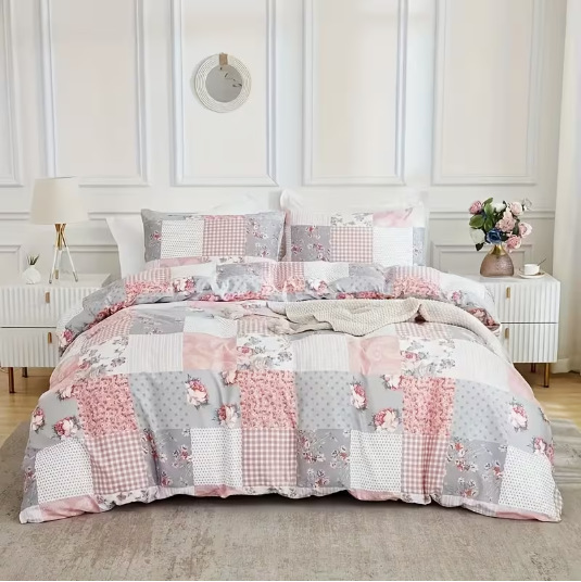 Floral Patchwork Quilt Set, 3-Piece, picture 3 of 4