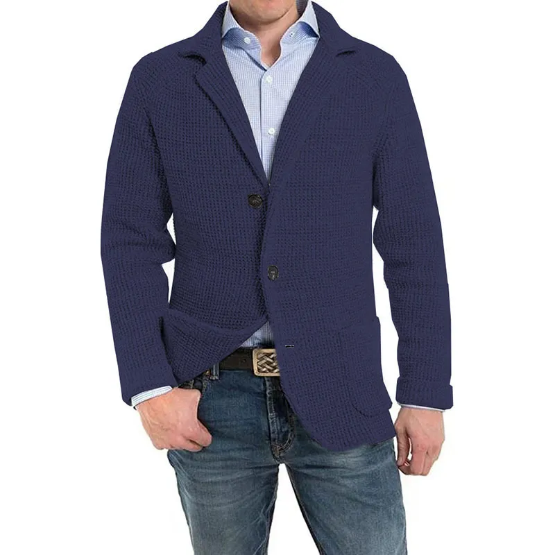 Fashion Men's Casual Knitted Cardigan Sweater - Dark Blue