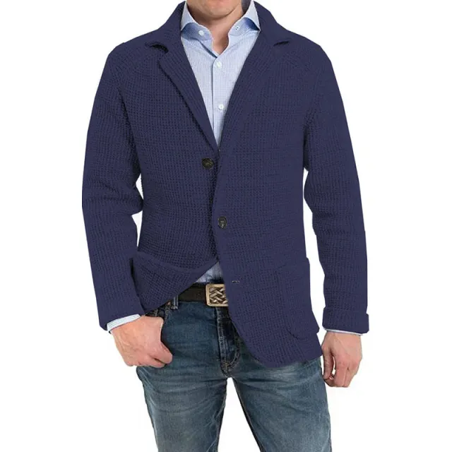 Fashion Men's Casual Knitted Cardigan Sweater Dark Blue - Shop at LoveMi