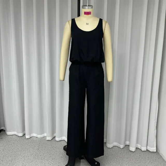 New European And American Solid Color Sleeveless Top Casual Suit Black - Shop at LoveMi
