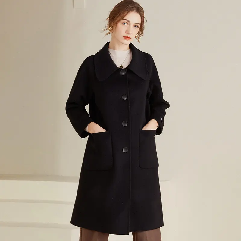 Double-Breasted Wool Coat - Women's Classic Long