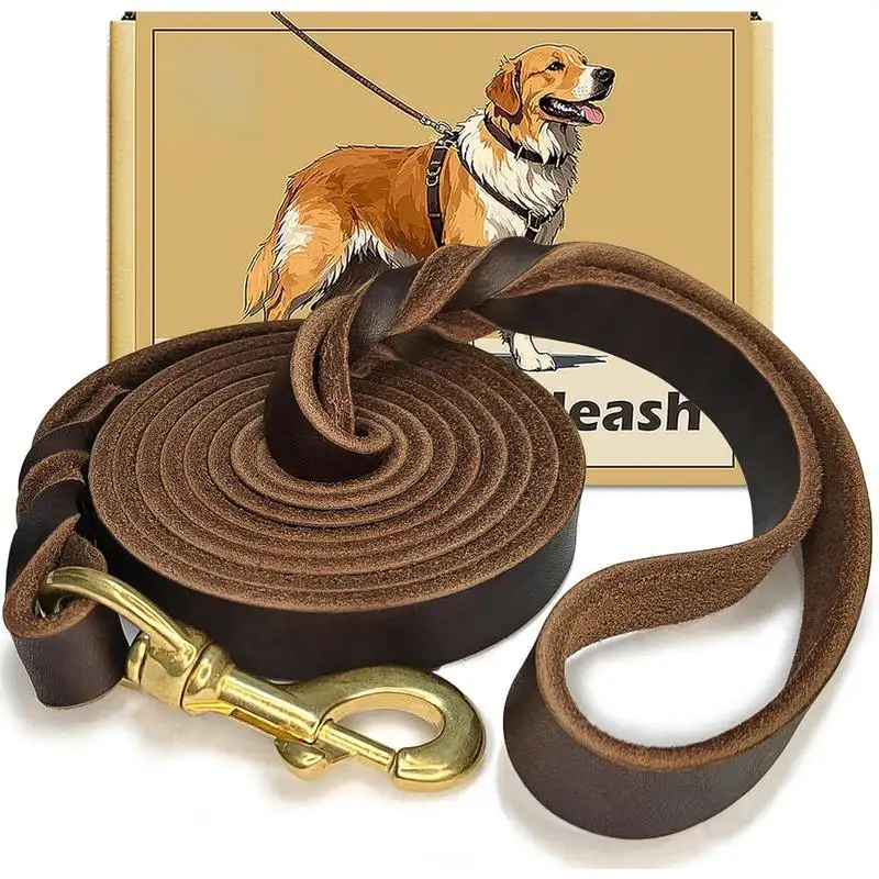 Genuine Leather Dog Leash Heavy Duty Pet