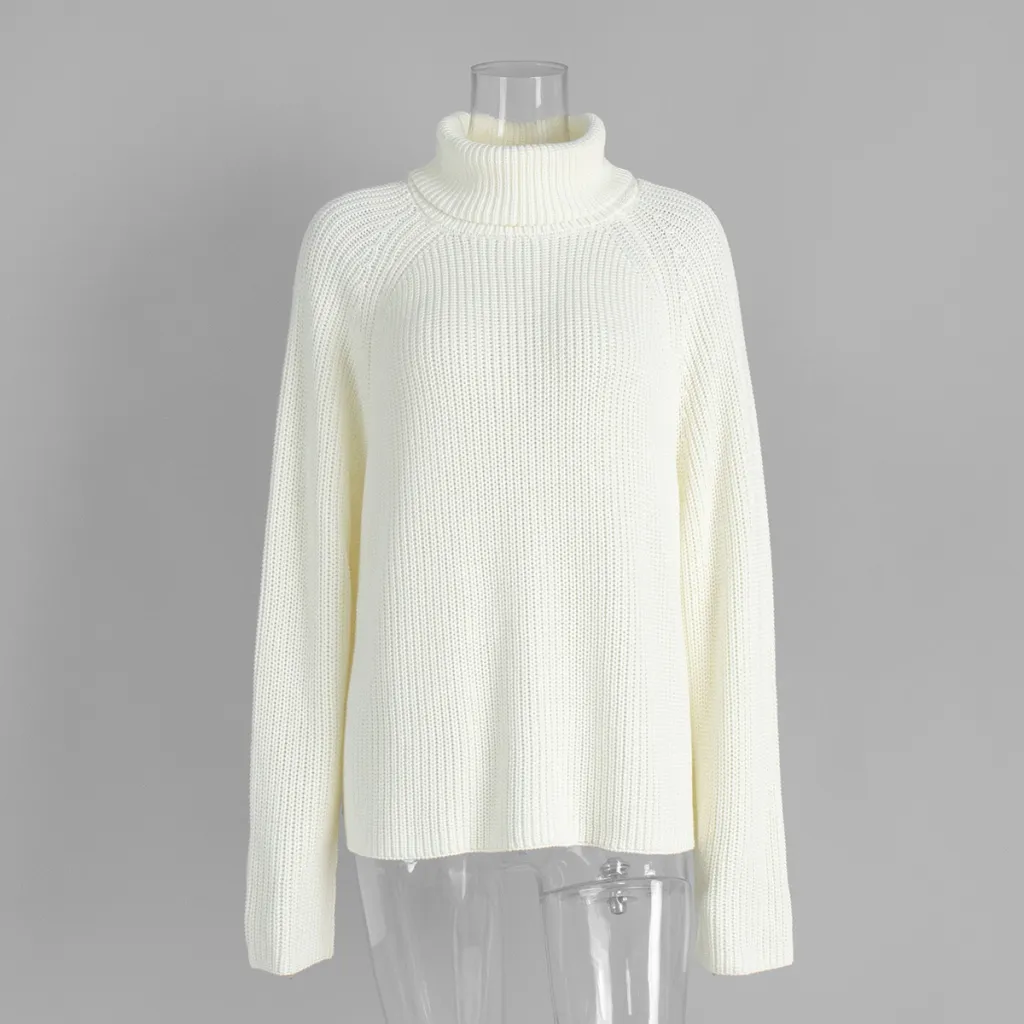 White Pullover Loose Sweater For Women - White