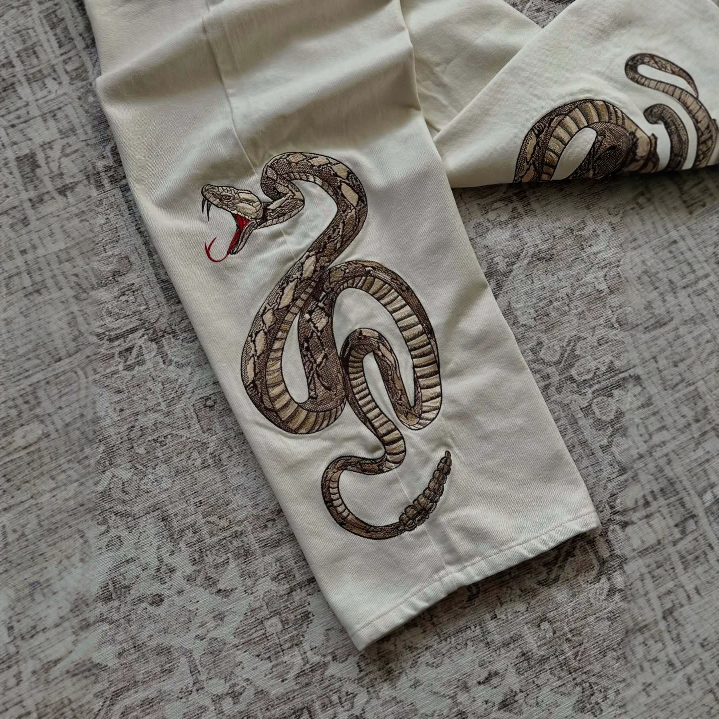 Serpent Embroidered Baggy Pants detail