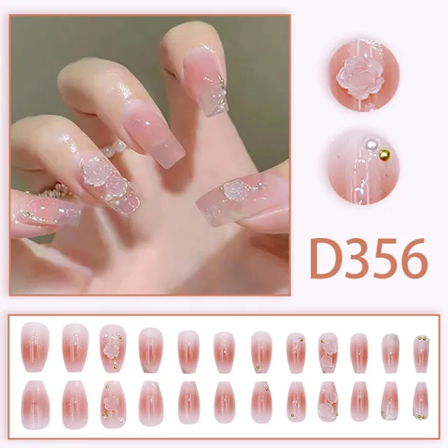 Gentle Style Nail Tips Three dimensional Camellia Blush Blooming D356 - Shop at LoveMi