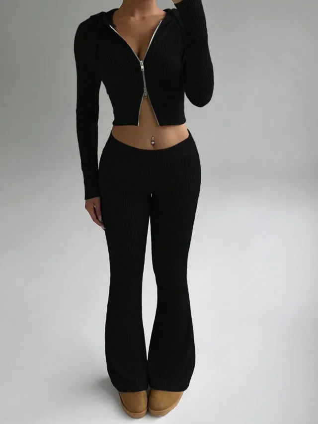 Autumn And Winter Casual Two piece Suit Women Black - Shop at LoveMi
