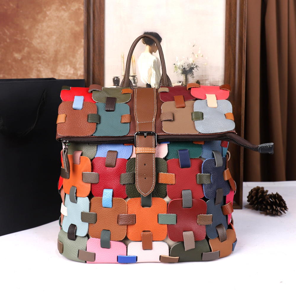 Colorful Plaid Floral Patchwork Bag