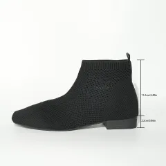 Plus Size Women's Boots Middle Tube Pointed Ankle Boots - Black - View 1