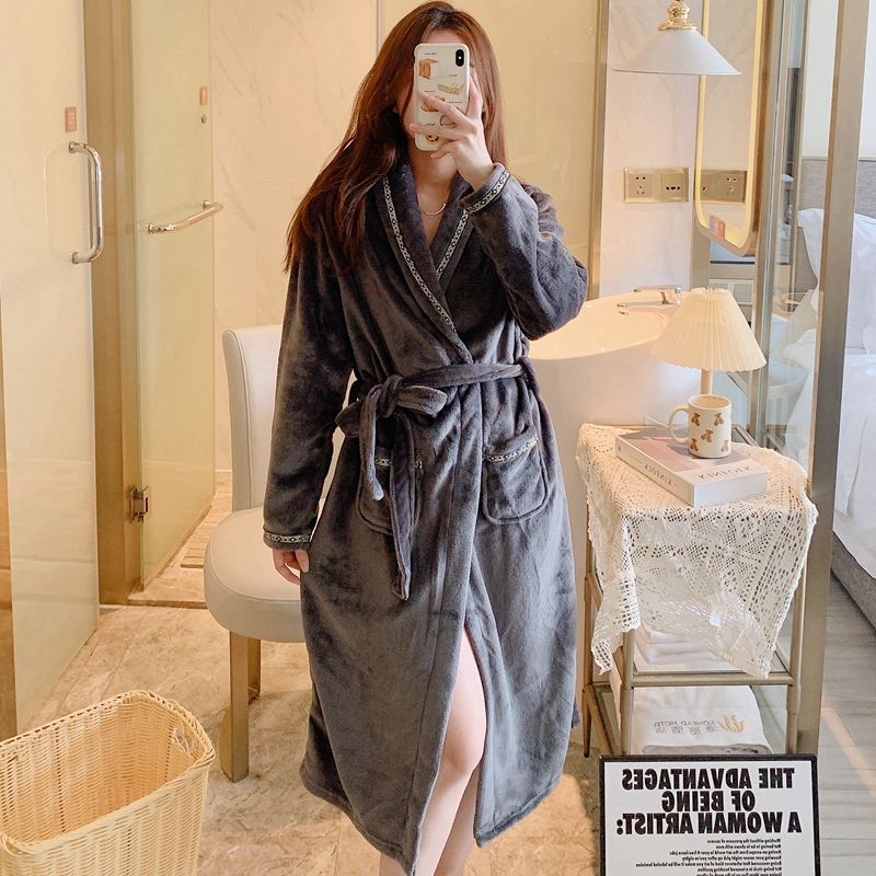 Women's Robe Ribbon Dark Gray